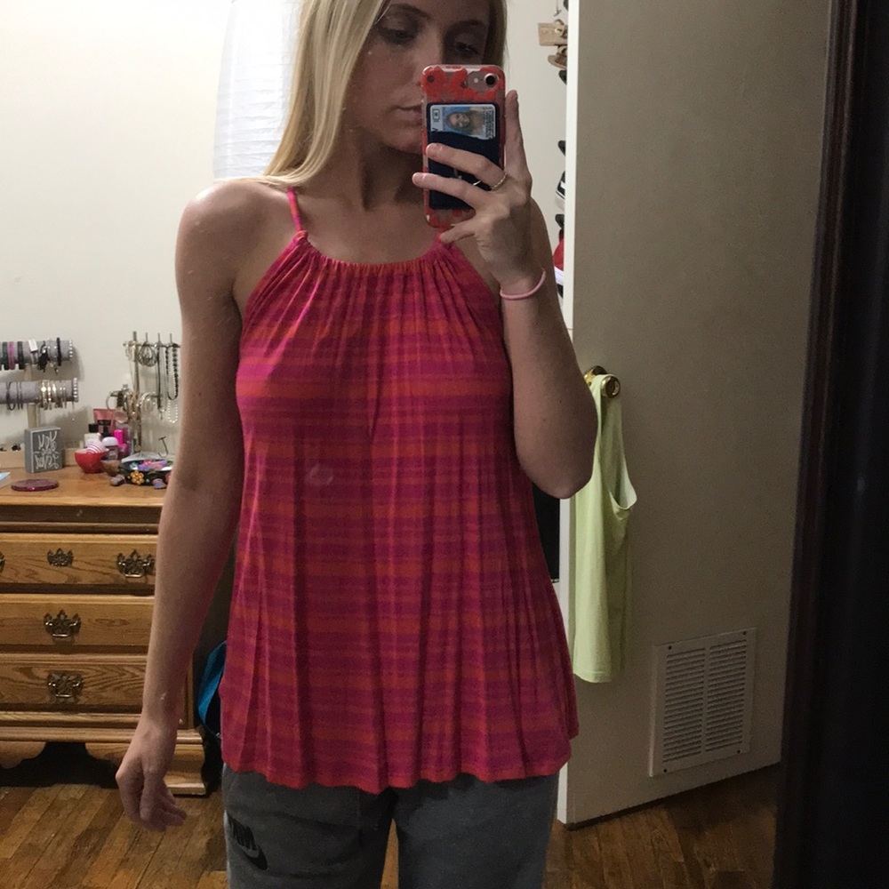 Striped Pink & Orange Tank Top